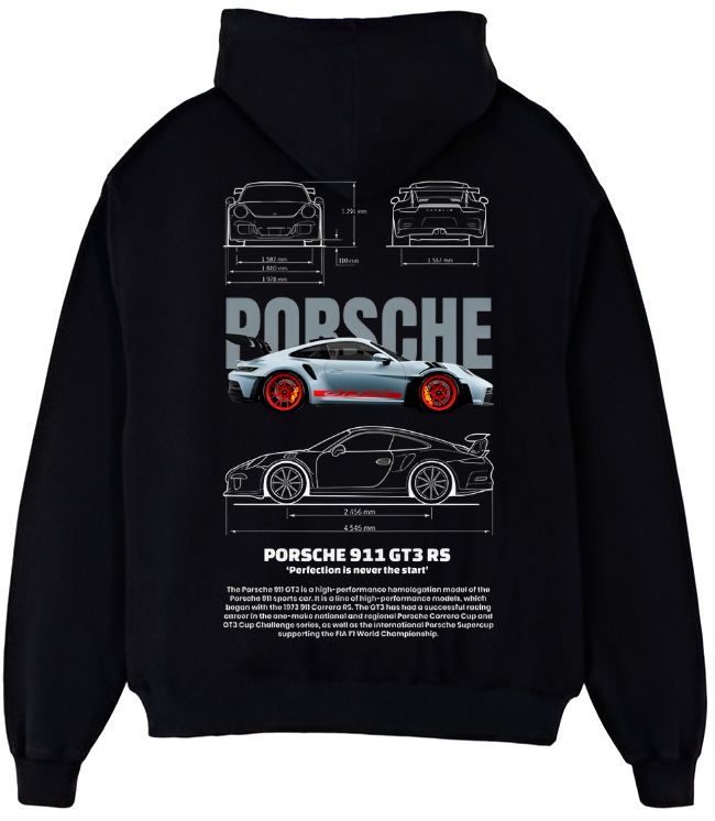 Porsche 911 GT3 Graphic Printed Hoodie – Oversized Car Enthusiast Streetwear