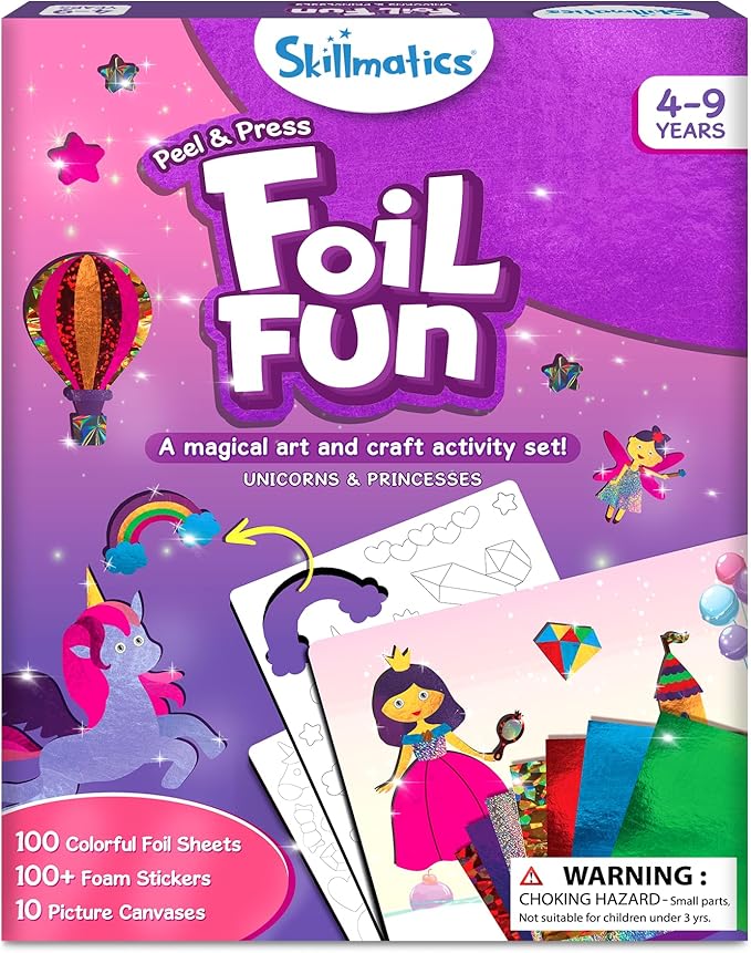 Foil Fun – Unicorns & Princesses Craft Kit for Kids | No Mess DIY Art, Travel Toys & Creative Activity for Ages 4–9
