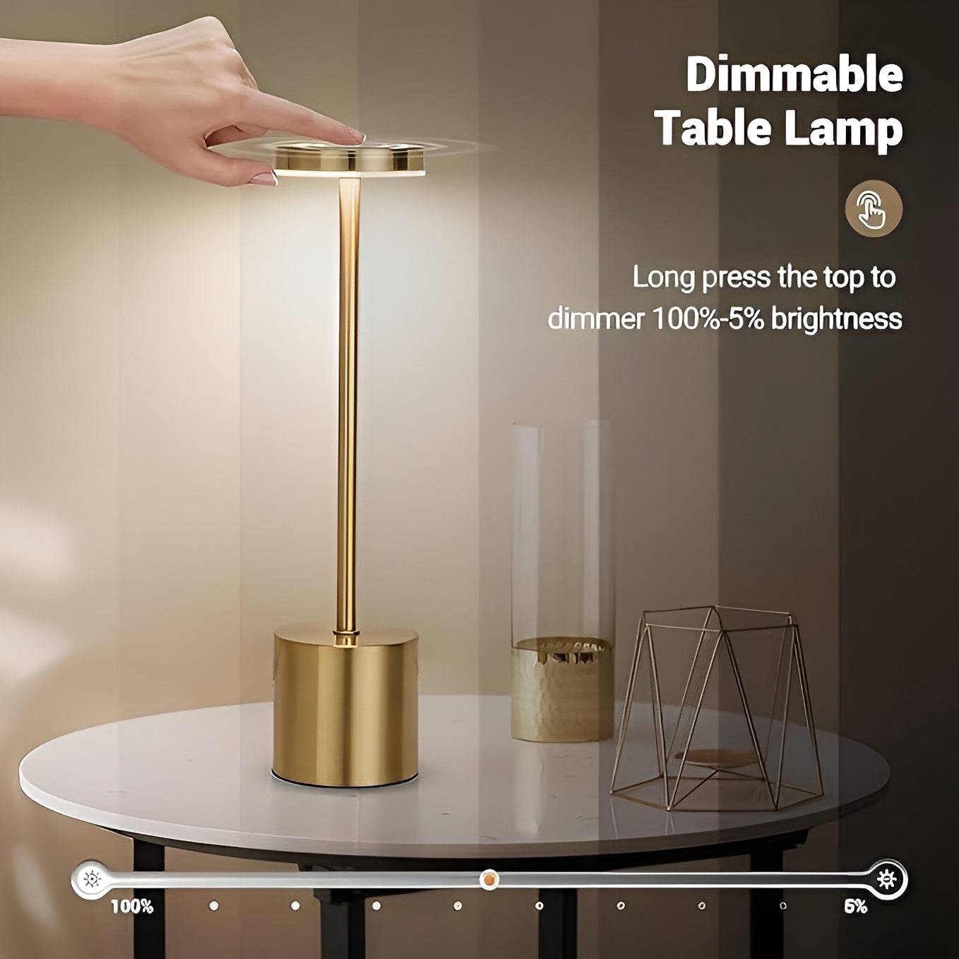 LED Touch Control Lamp – Dimmable Bedside Table Lamp with Adjustable Brightness
