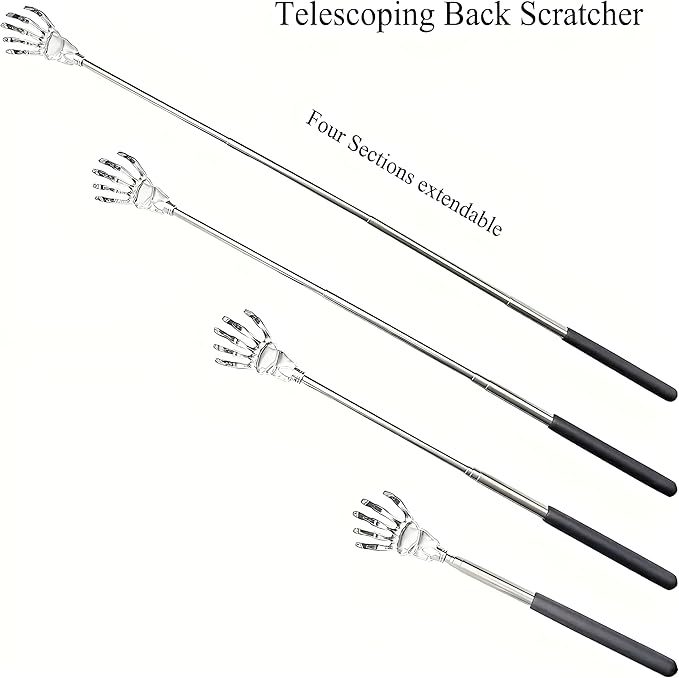 Telescopic Back Scratcher with Extendable Claw – Stainless Steel Itching Relief Massage Tool