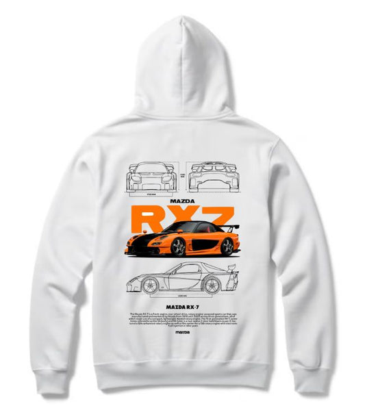 Mazda RX-7 Hoodie – JDM Rotary Legend Graphic Pullover for Car Enthusiasts