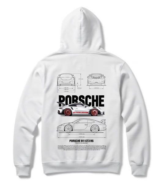 Porsche 911 GT3 Graphic Printed Hoodie – Oversized Car Enthusiast Streetwear