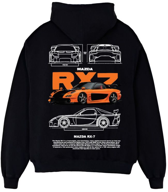 Mazda RX-7 Hoodie – JDM Rotary Legend Graphic Pullover for Car Enthusiasts