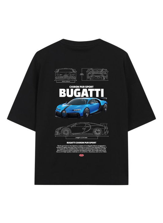 Bugatti Chiron Printed Oversized T-Shirt – Luxury Hypercar Graphic Tee for Supercar Enthusiasts
