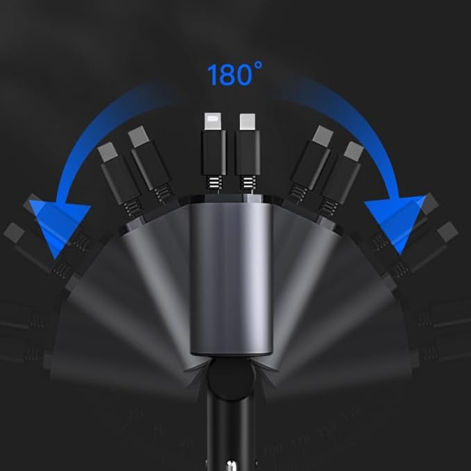 Retractable Car Charger 4-in-1 – Fast Charging Car Phone Charger with Multiple USB Cables