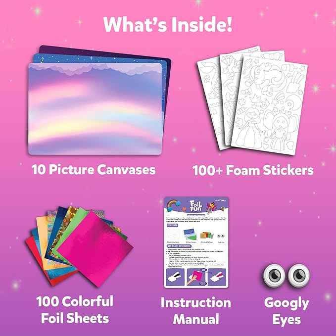Foil Fun – Unicorns & Princesses Craft Kit for Kids | No Mess DIY Art, Travel Toys & Creative Activity for Ages 4–9
