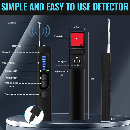 Hidden Camera Detector HX13 – Portable Anti-Spy Camera Finder & GPS Tracker Detector