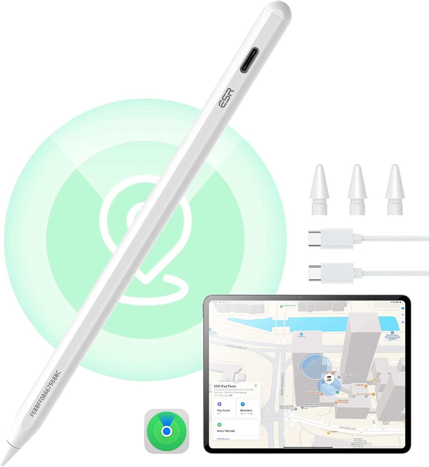Geo iPad Pencil FindMy – Compatible with Apple Pencil & iPad 2018-2024 - Fast Charging