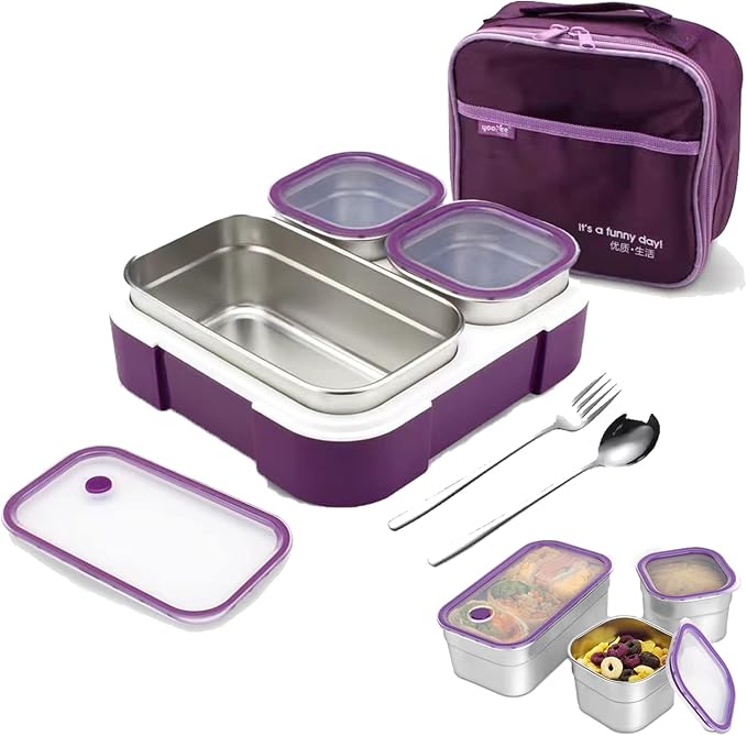Stainless Steel Lunch Box for Kids – 720ML Insulated Bento Box with 3 Compartments, Leakproof, BPA-Free, Dishwasher Safe