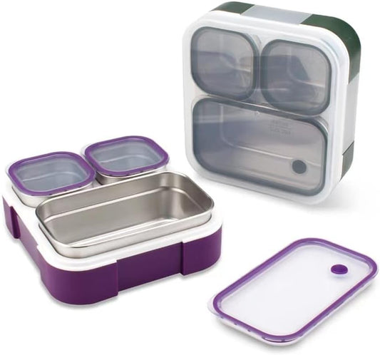 Stainless Steel Lunch Box for Kids – 720ML Insulated Bento Box with 3 Compartments, Leakproof, BPA-Free, Dishwasher Safe