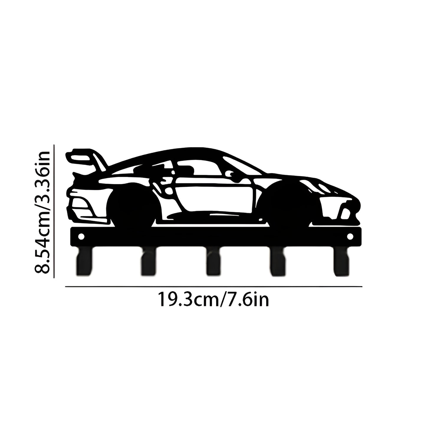 Race Car Metal Key Hook – Wall-Mounted Key Holder with Racer Silhouette