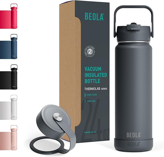 750ml Stainless Steel Insulated Water Bottle – Double Wall Thermos with Straw & Wide Mouth Lids (Hot & Cold)